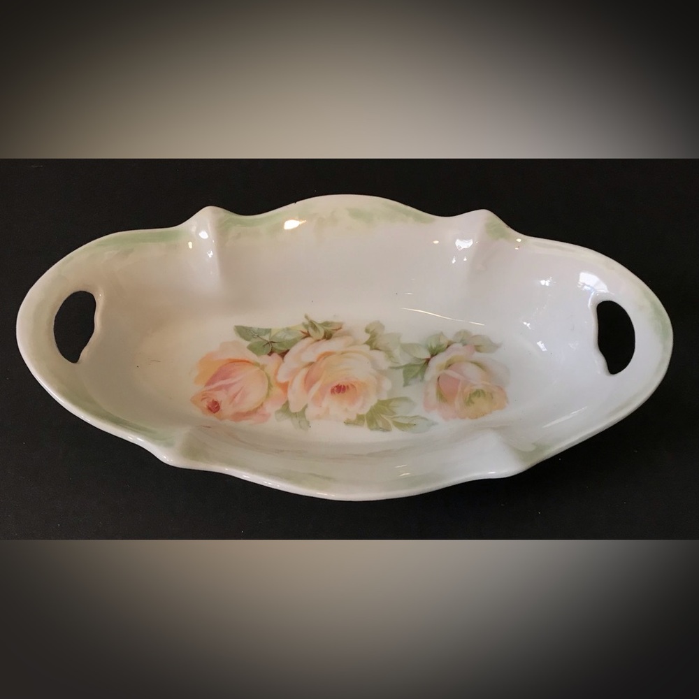 Vintage Made in Germany Floral peach Porcelain Relish Nut Candy Trinket Dish